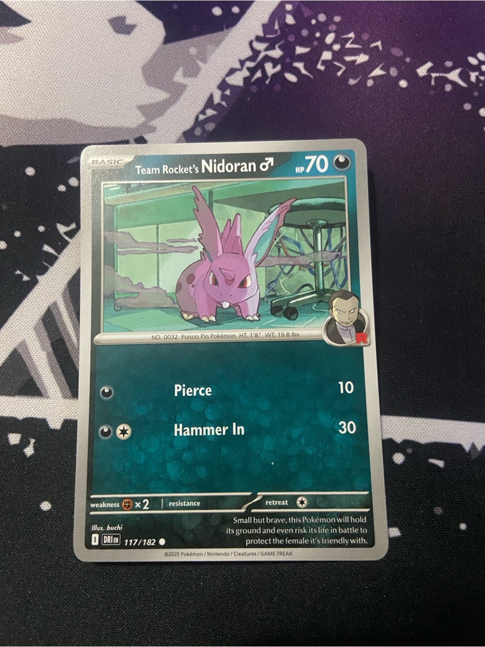 Rev Holo Team Rocket's Nidoran♂ #117/182